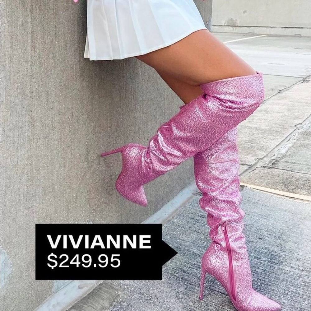 Steve Madden Pink Studded Thigh High Boots